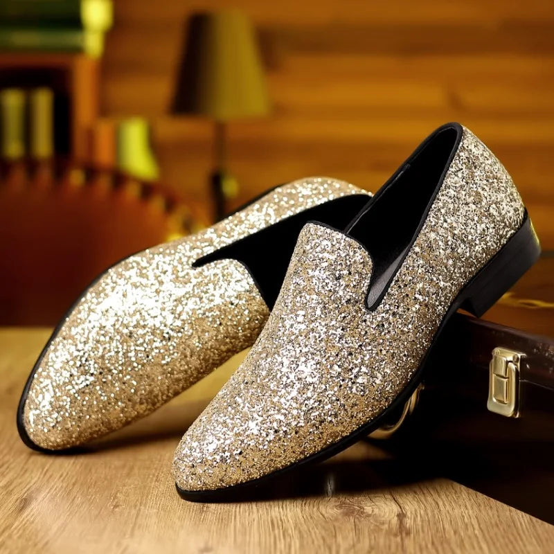 Luxury High-Quality Sequin Beaded Designer Men's Loafers