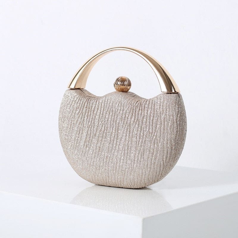 Elegant Round Shoulder Luxury Wedding Women Clutch Champagne B Handbags