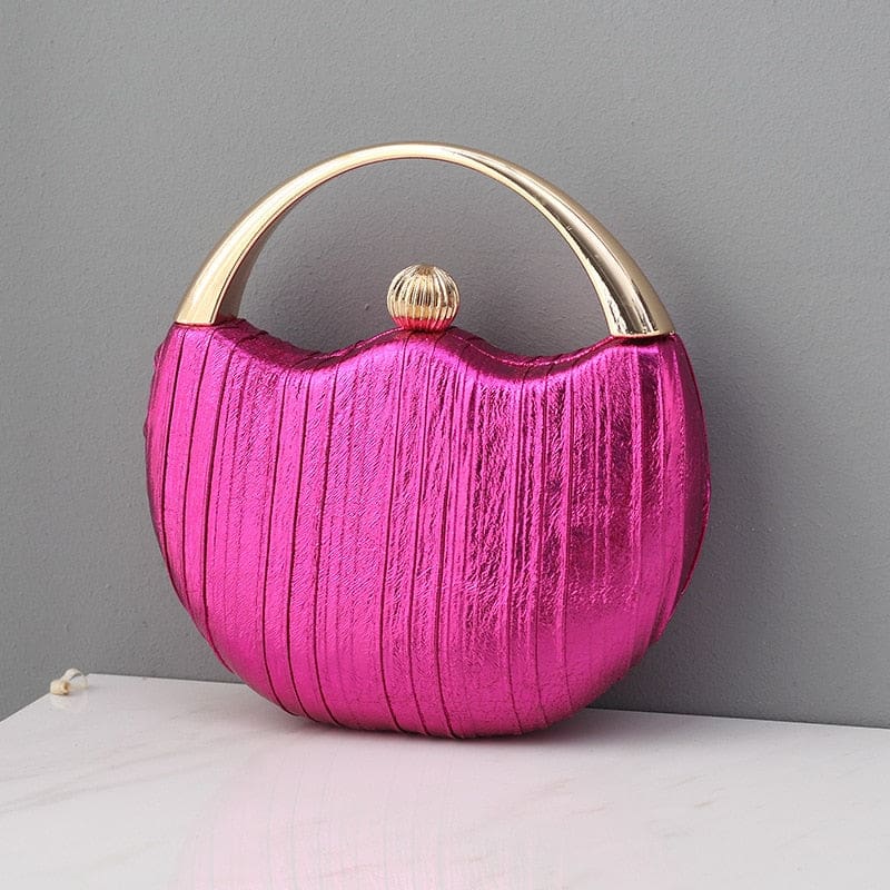Elegant Round Shoulder Luxury Wedding Women Clutch Rose Red A Handbags