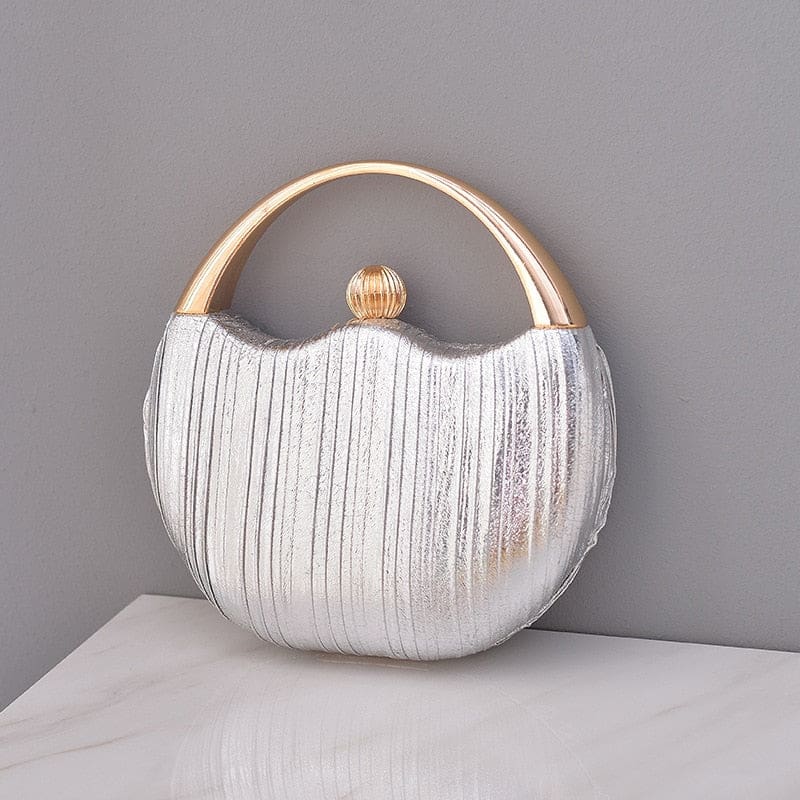 Elegant Round Shoulder Luxury Wedding Women Clutch Silver A Handbags