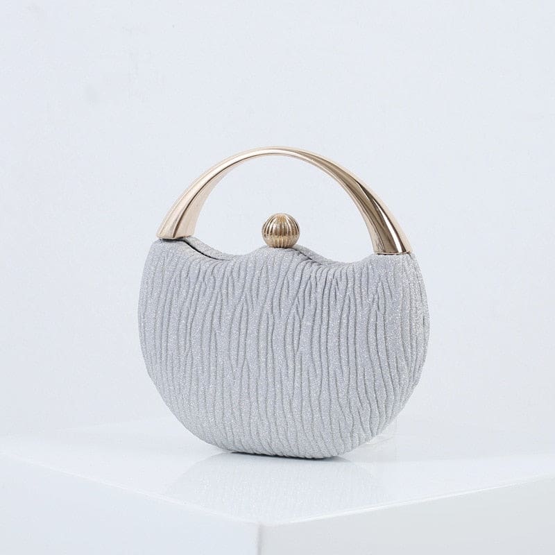 Elegant Round Shoulder Luxury Wedding Women Clutch Silver B Handbags