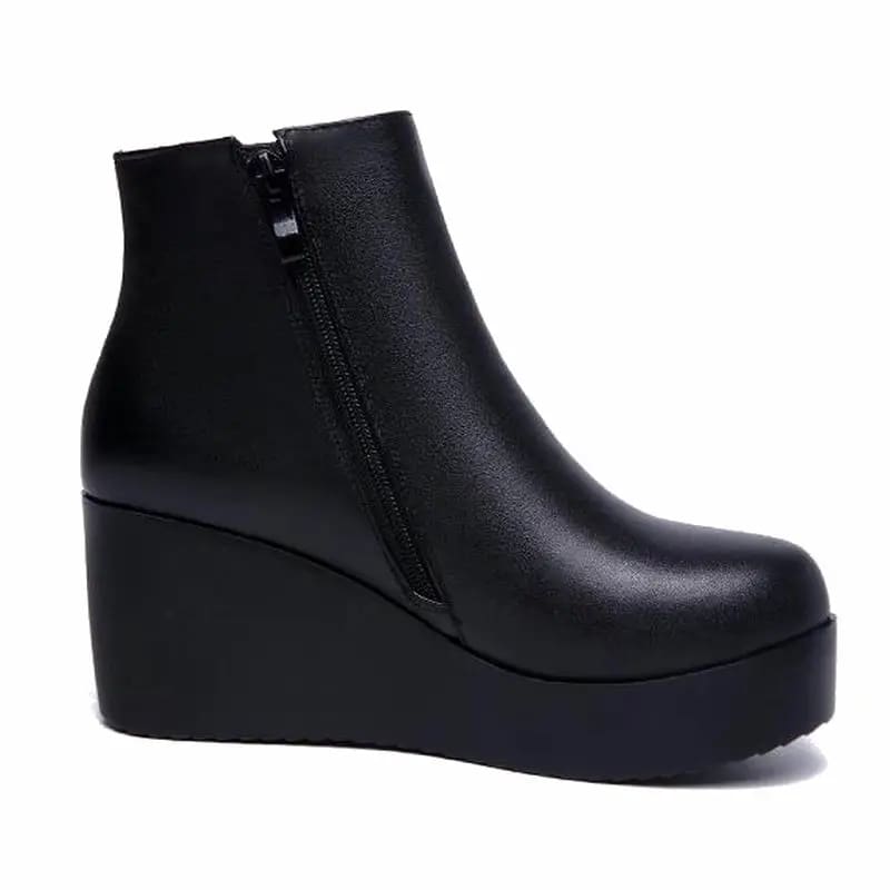 Genuine Leather Wedges Winter Boots For Women WOMEN BOOTS