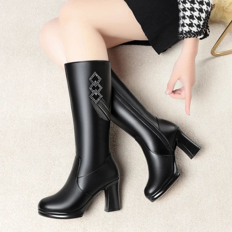 High Heel Winter Genuine Leather Women Boots WOMEN BOOTS