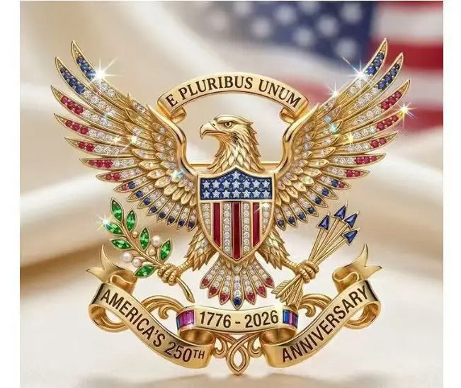 250th Anniversary of America Patriotic American Flag Rhinestone Brooch Badge Lapel Pin