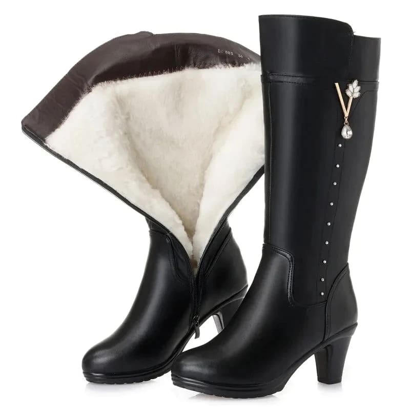 Women Knee High Boots Warm Wool Plush WOMEN BOOTS