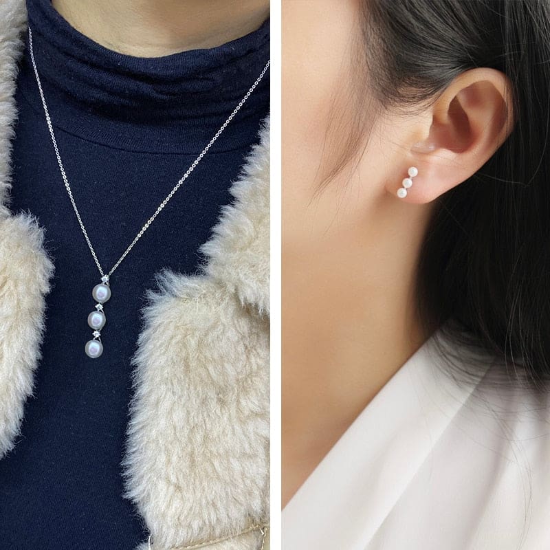 100% real natural pearl set for women