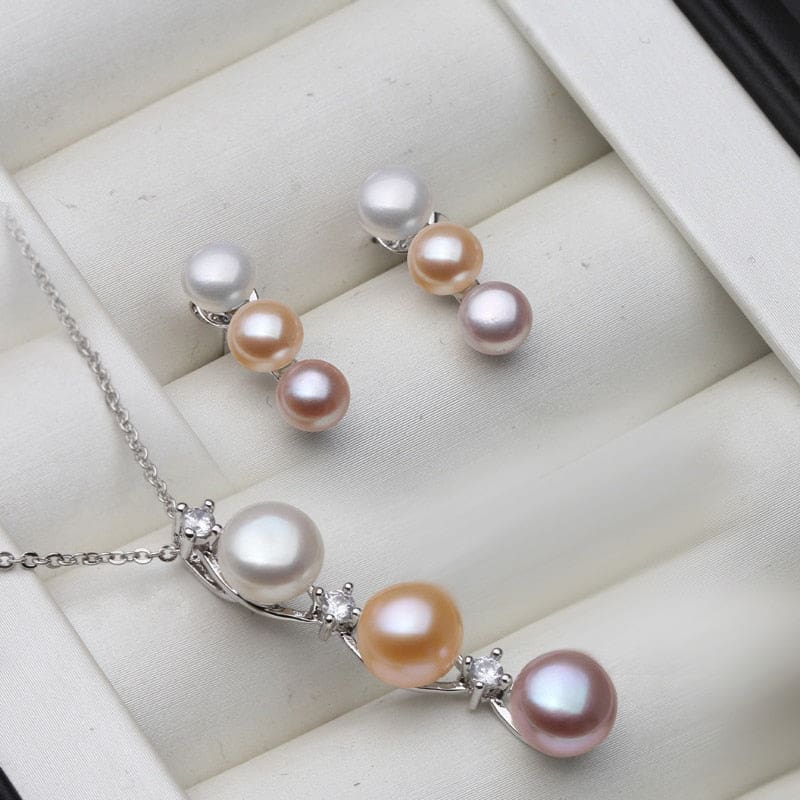 100% real natural pearl set for women