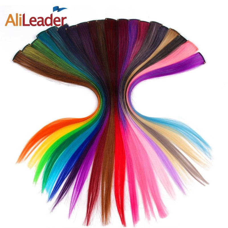 20 colors 50cm single clip in one piece hair extensions synthetic long straight