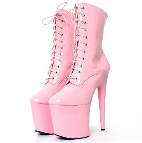 20cm extreme high heels lace up pole dancing ankle boots
