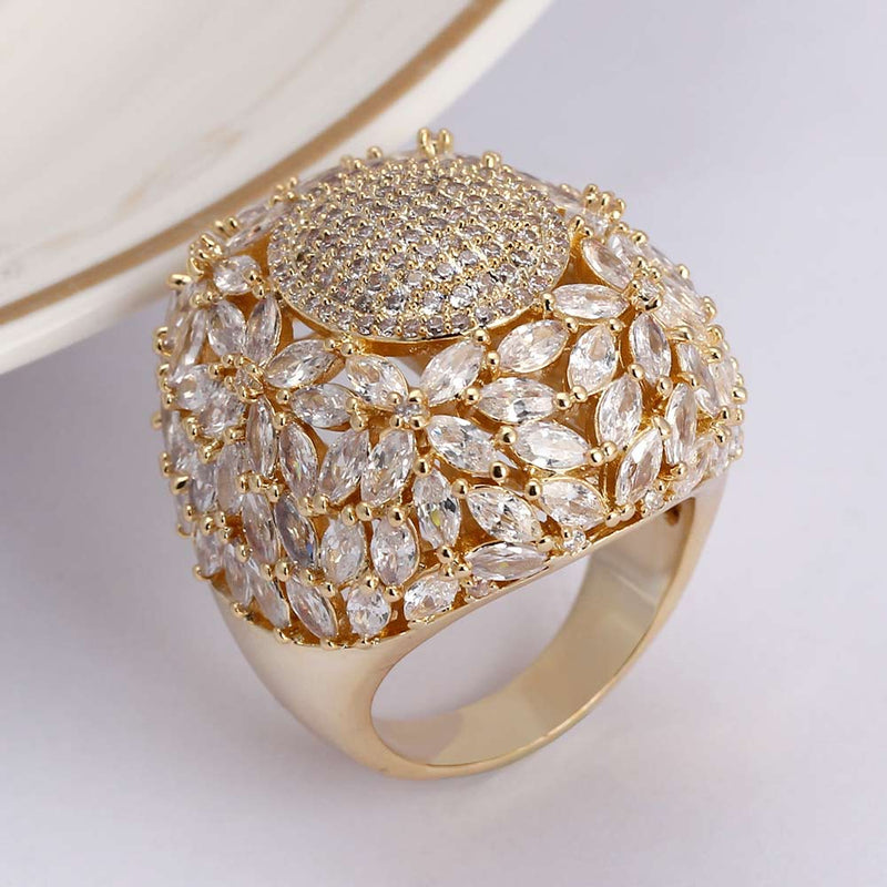 luxury paved zirconia brass super big crystal engagement ring