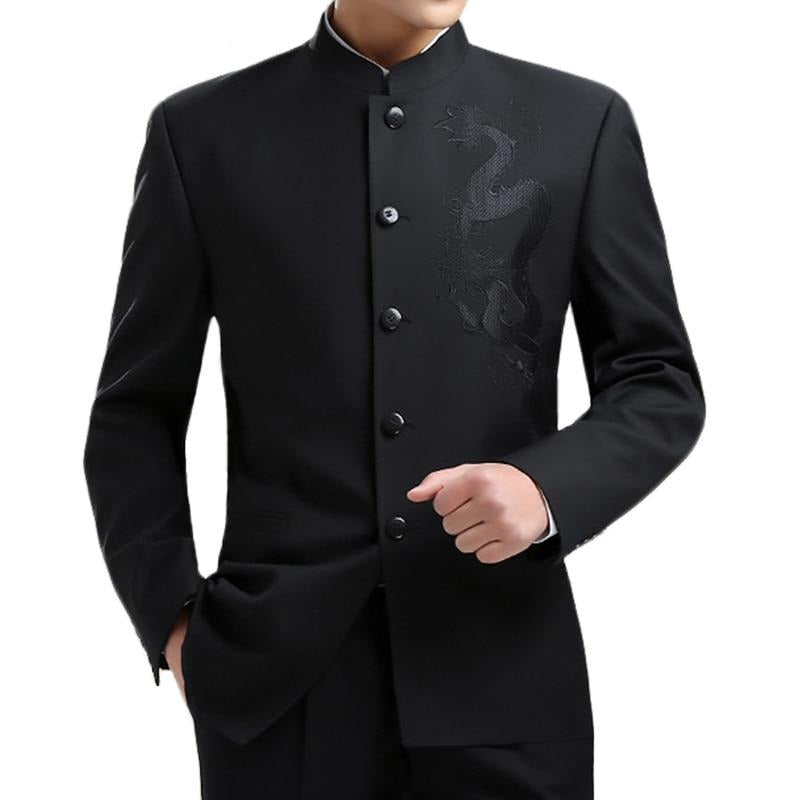 dragon embroidery men tunic suit