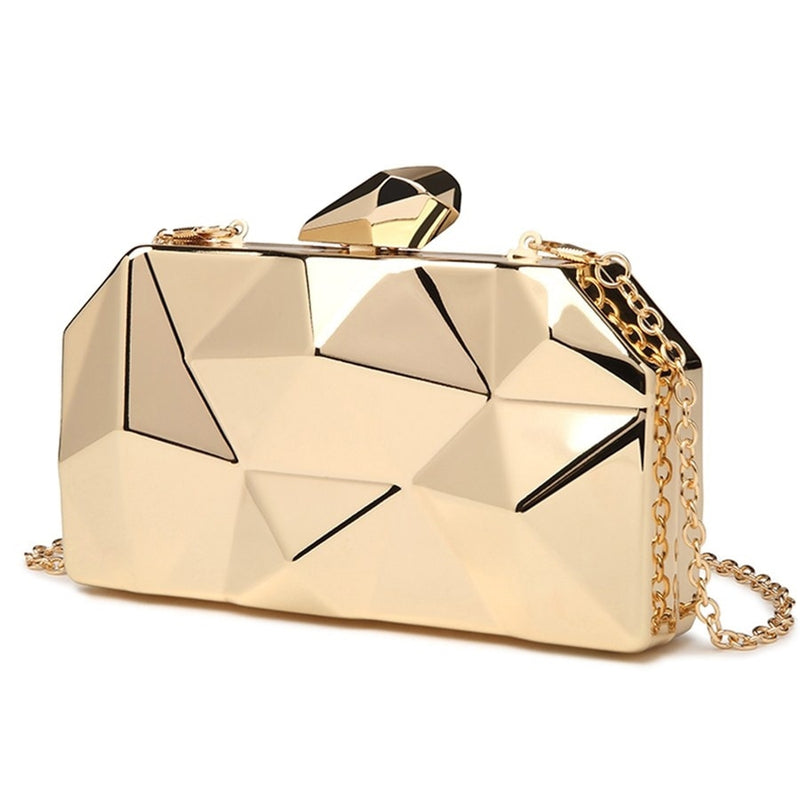 gold acrylic box geometric evening bag clutch bags elegent chain women handbag for party shoulder bag for wedding/dating/party