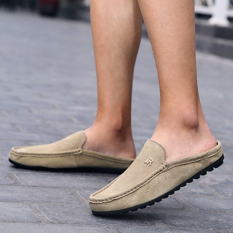 half shoes for men moccasins summer shoes brand handmade fashion slipon male driving shoes suede leather slippers mens loafers