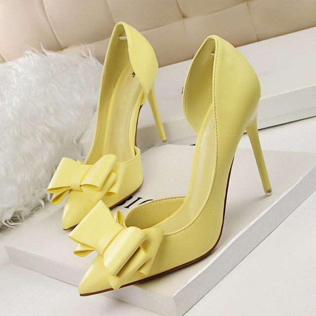 fashion butterfly knot pointed toe women high heels