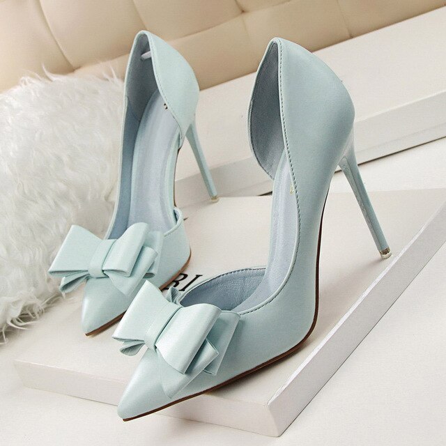 fashion butterfly knot pointed toe women high heels
