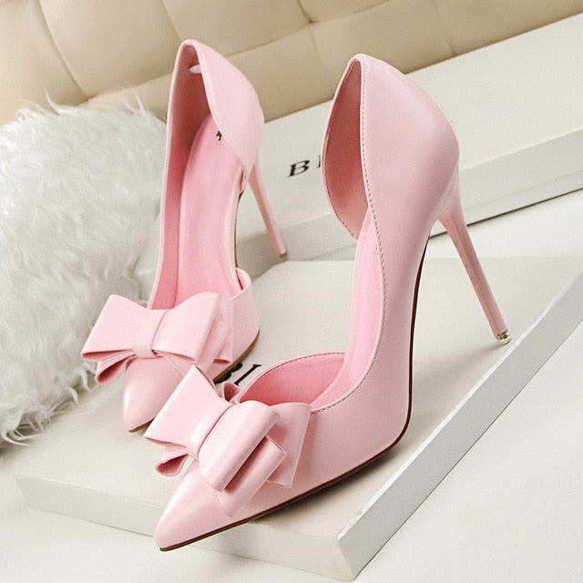 fashion butterfly knot pointed toe women high heels