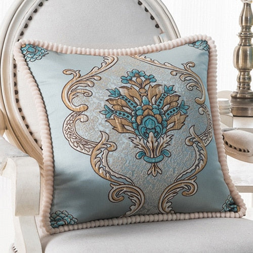 luxury embroidery jacquard beaded edge cushion