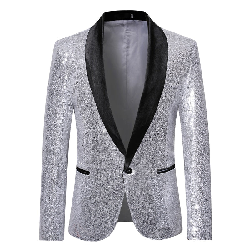men new gold silver sequin shiny blazers suit jacket men fashion night club dj stage performances wedding party jacket