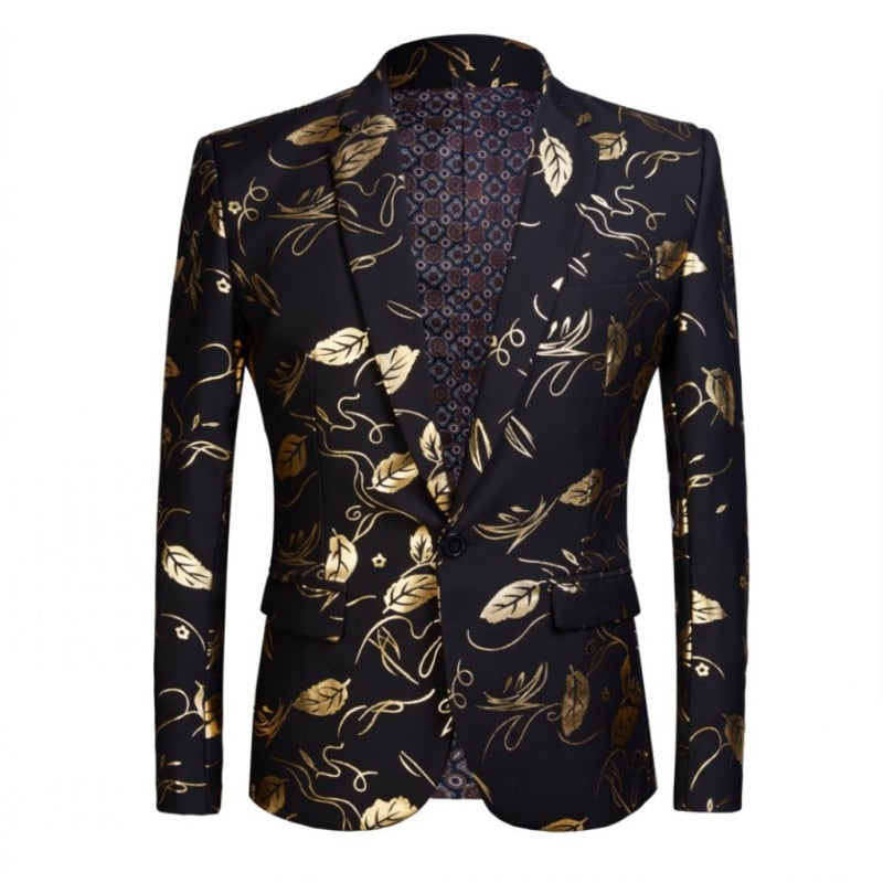 new gilding suit men high quality printed casual tuxedo wedding men's suit summer fashion party suit jacket