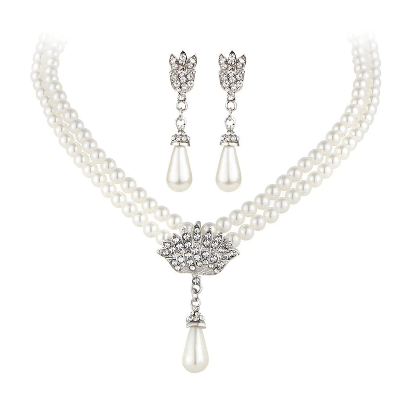 pearl rhinestone wedding bridal jewelry