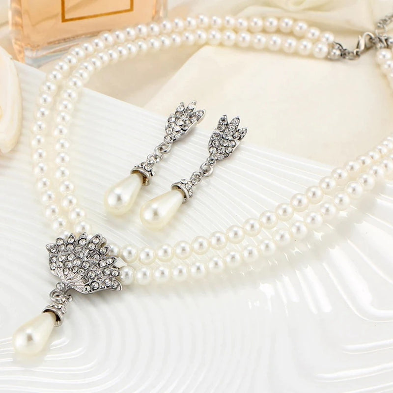 pearl rhinestone wedding bridal jewelry