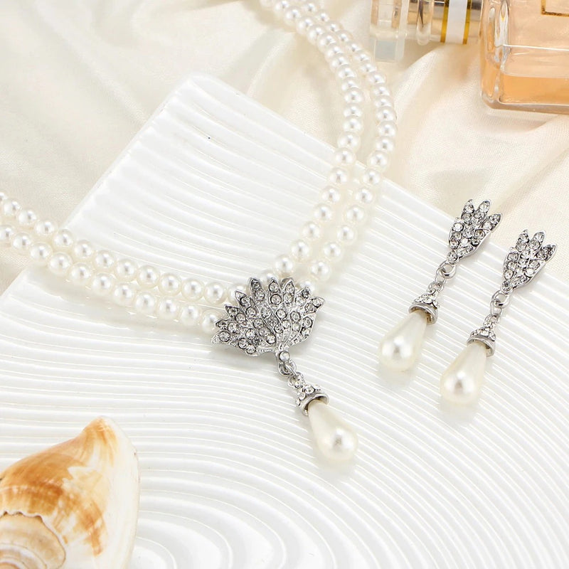 pearl rhinestone wedding bridal jewelry