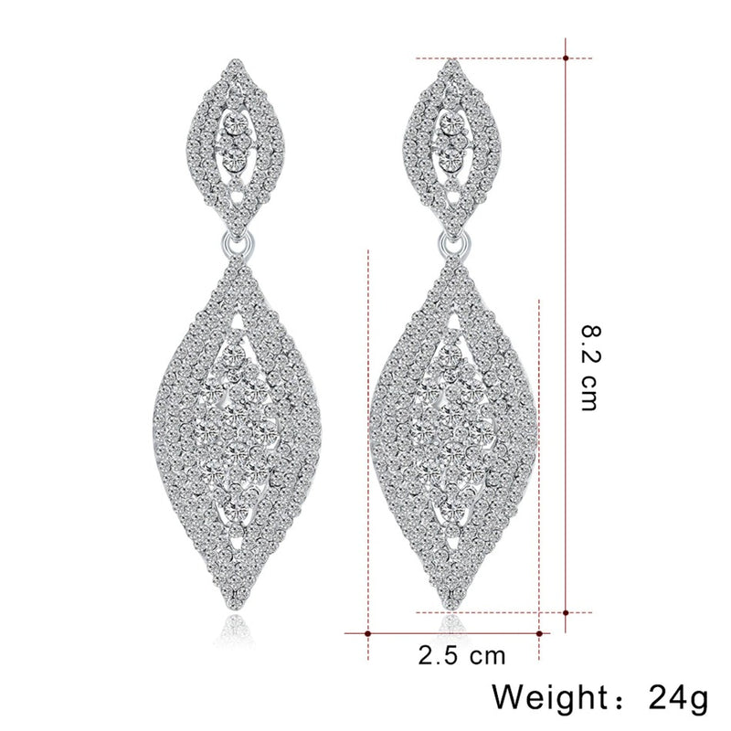 rhinestone women drop earrings for brides