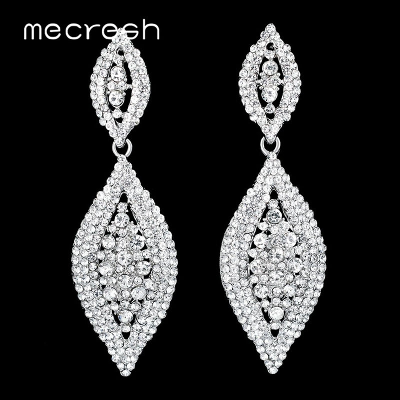 rhinestone women drop earrings for brides