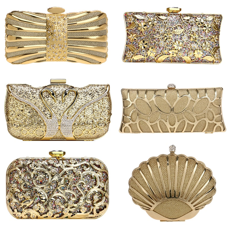 luxury women evening metal clutch