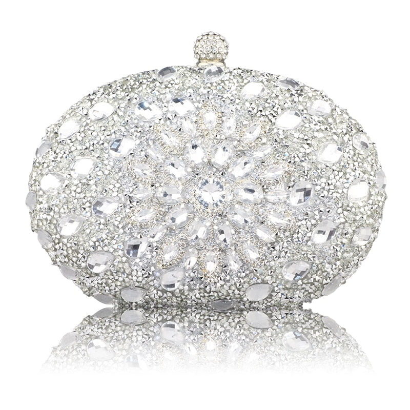 wedding diamond silver floral crystal sling package woman clutch bag cell phone pocket matching wallet purse handbags