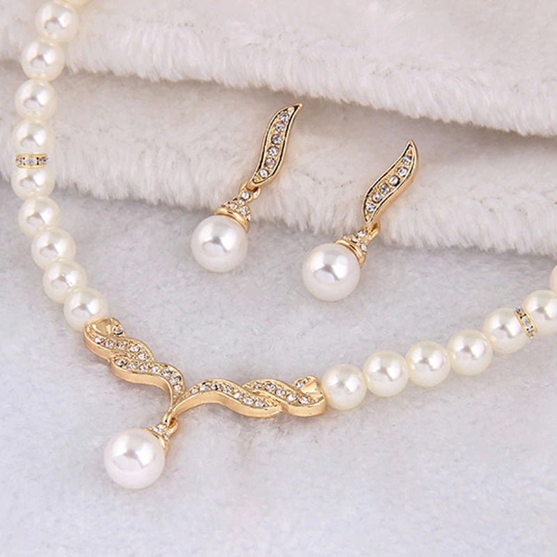 wedding bridal creative pearl jewelry gold