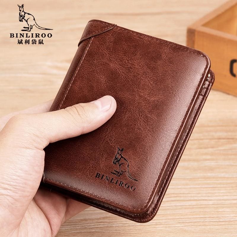 anti theft rfid genuine leather 3 fold short credit card wallet