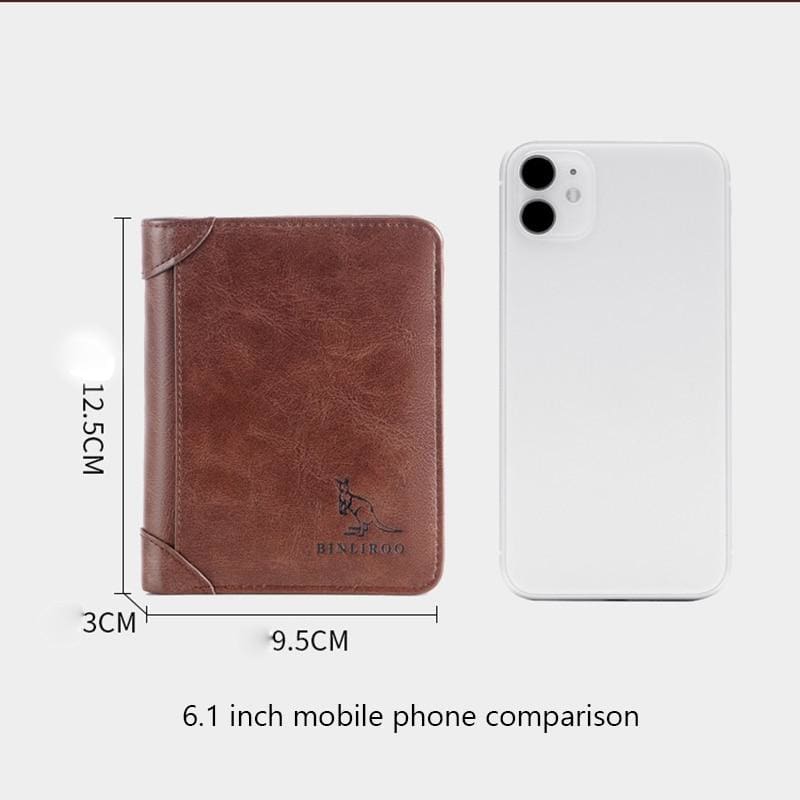 anti theft rfid genuine leather 3 fold short credit card wallet