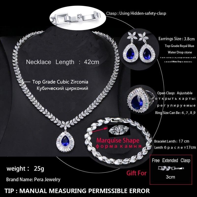 big water drop cubic zircon luxury jewelry set