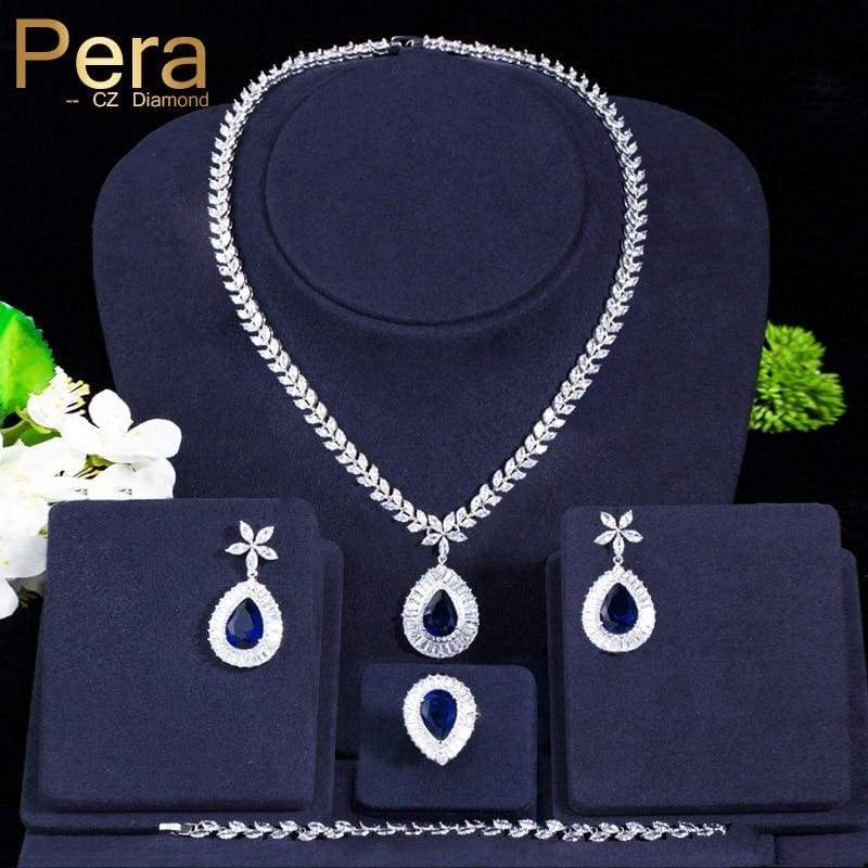 big water drop cubic zircon luxury jewelry set