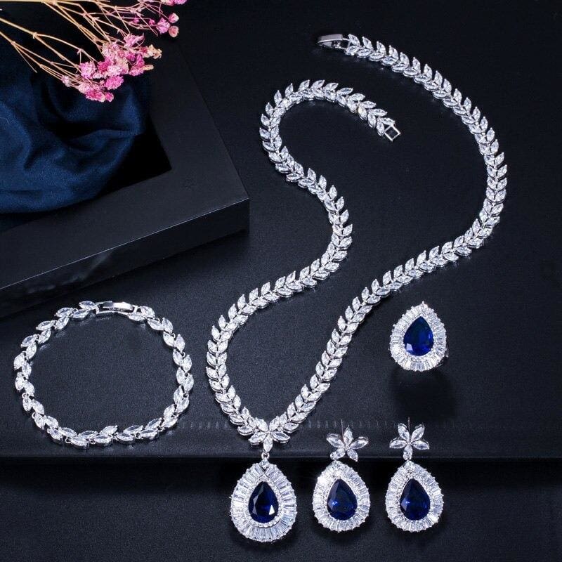 big water drop cubic zircon luxury jewelry set
