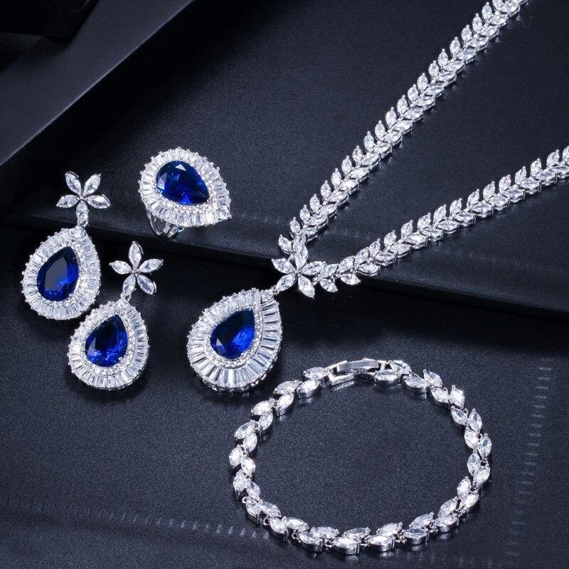 big water drop cubic zircon luxury jewelry set