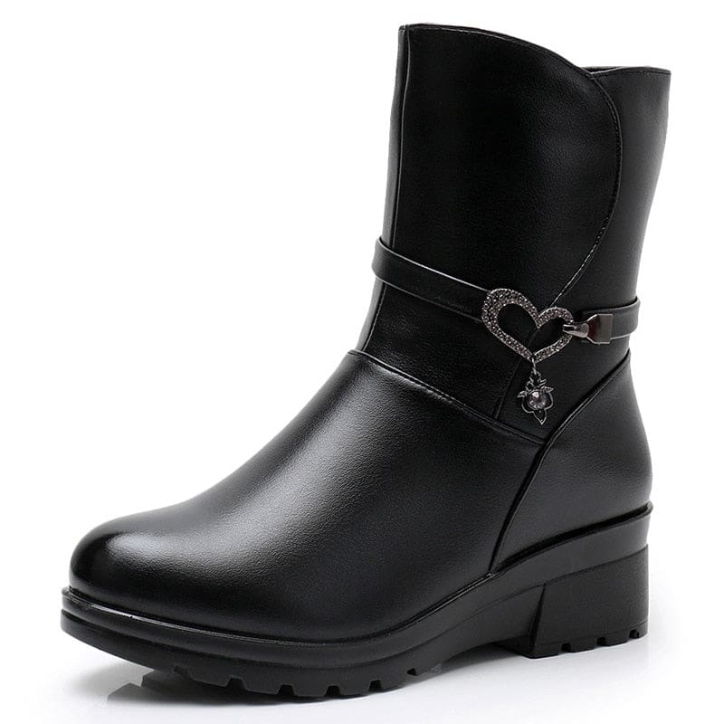 Casual Round Toe Zipper Mid Calf Plush Warm Women Shoes WOMEN BOOTS