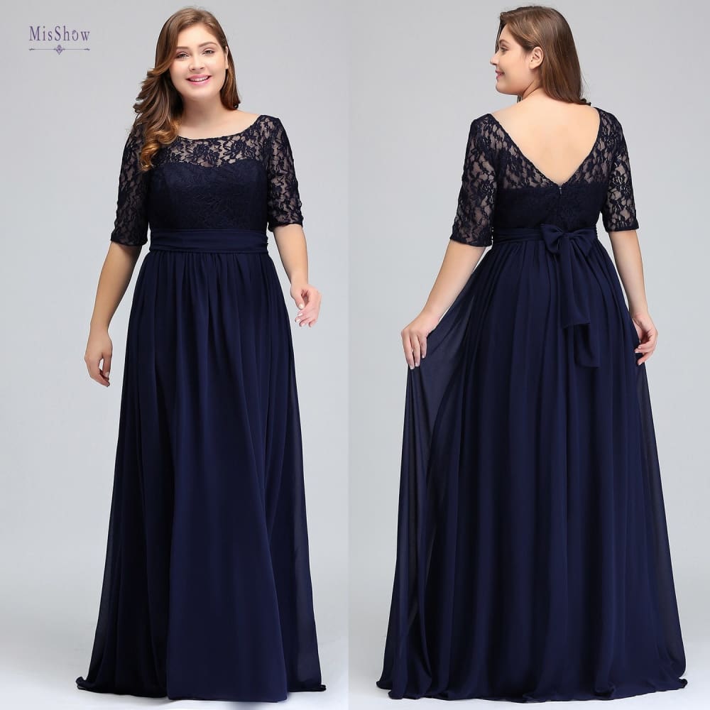 chiffon lace long elegant evening dresses plus size