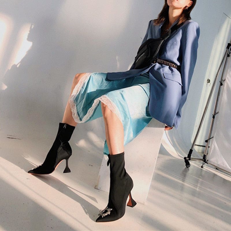 comfortable triangle ankle boots for women