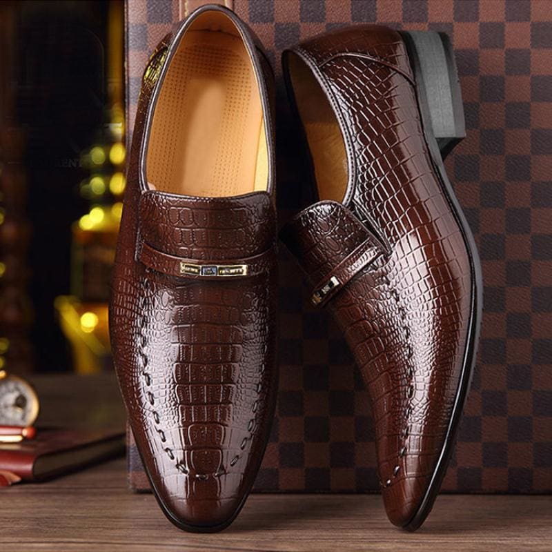 crocodile pattern pointed toe shoes for party