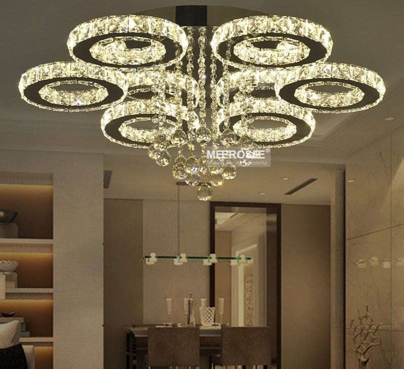 diamond ring stainless steel modern led chandelier