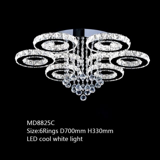 diamond ring stainless steel modern led chandelier d700 h330mm l6 cool / outside usa / 7-14 days