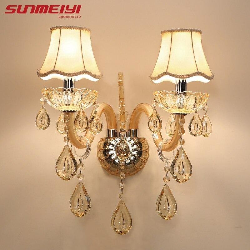 european design led luxury hanging k9 crystal wall lamps 2 lights / outside usa / 7-14 days