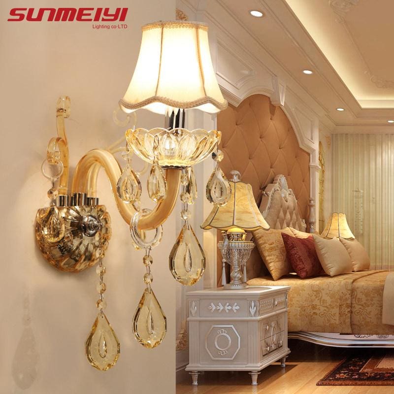 european design led luxury hanging k9 crystal wall lamps