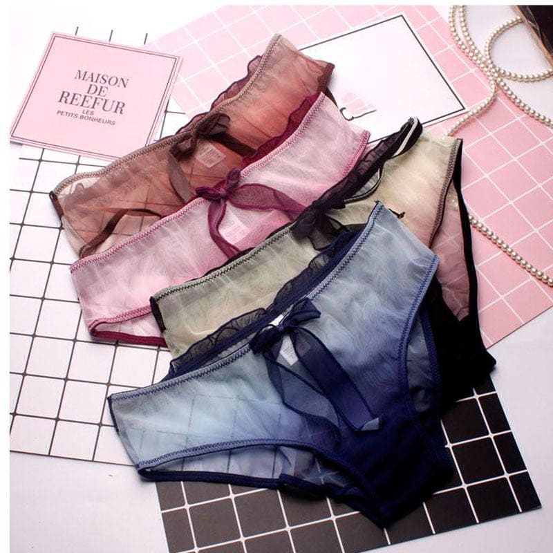 fashion gradient sexy women bow sweet transparent panties