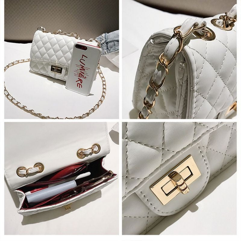 Luxury Brand PU Leather Fashion Chain Messenger Flap Clutch