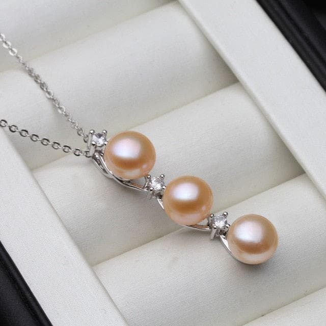 freshwater natural black pearl pendant sterling silver necklace pink pearl pendant