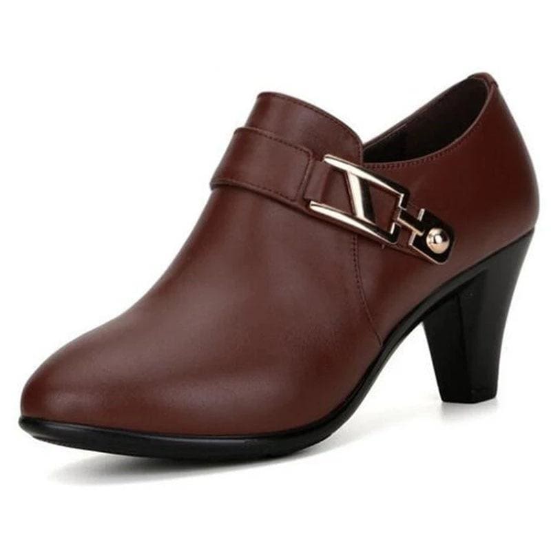 Genuine Leather Elegant Spike Heels Business Dress Fashion Women Shoes Black / 5 Genuine Leather Elegant Spike Heels Business Dress Fashion Women Shoes Black / 5
