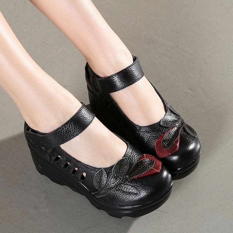 Genuine Leather Ethnic Comfortable round toe Platform Women’s Shoes HIGH HEELS